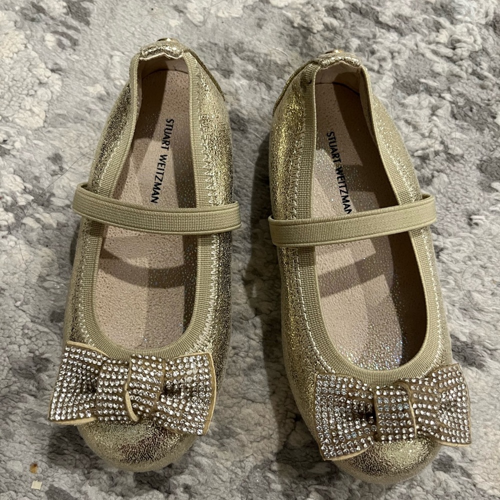 Stuart Weitzman Glittering Gold Toddler Dress Shoes Size 7